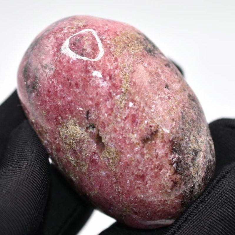 153g Rhodonite Crystal Palm Stone