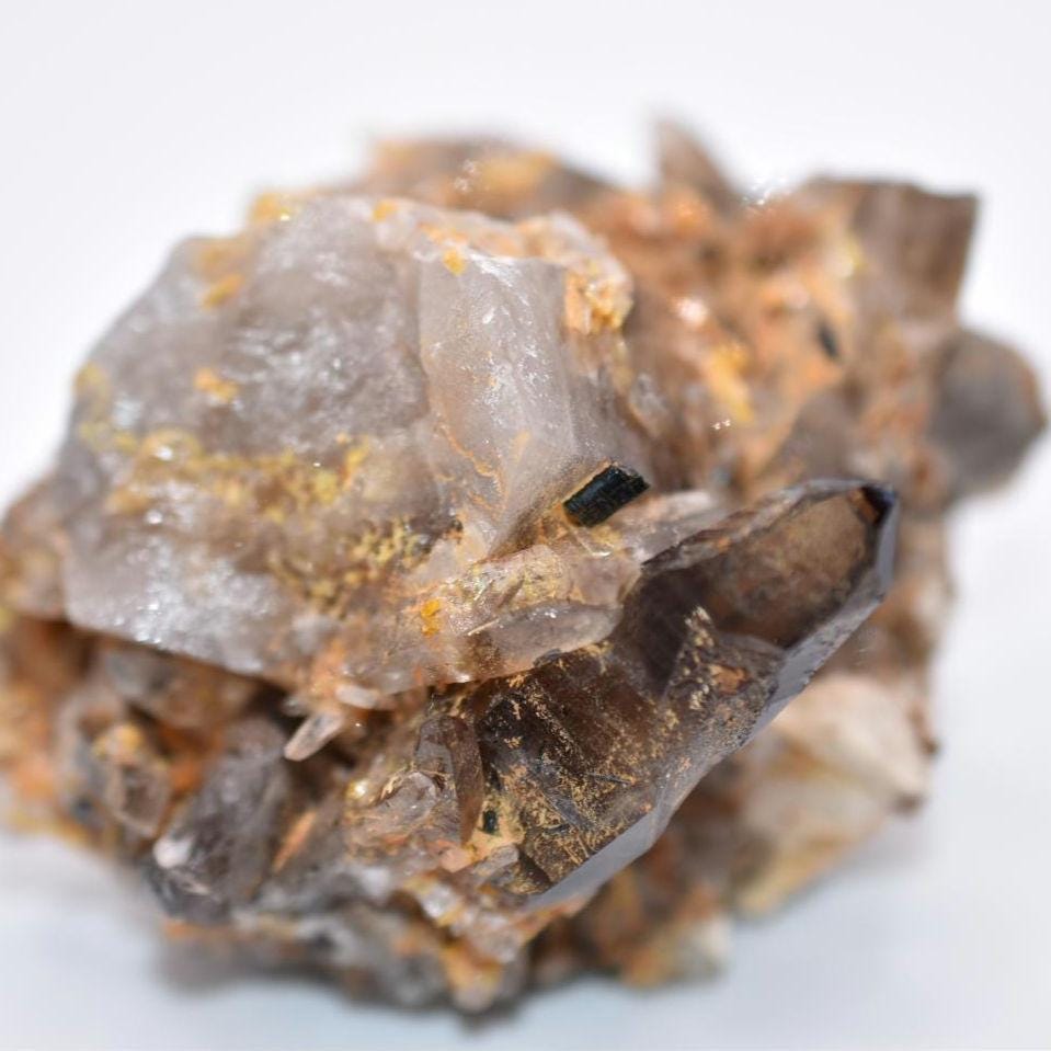 174g Yellow Zircon & Smoky Quartz with Feldspar and Aegerine - Malawi