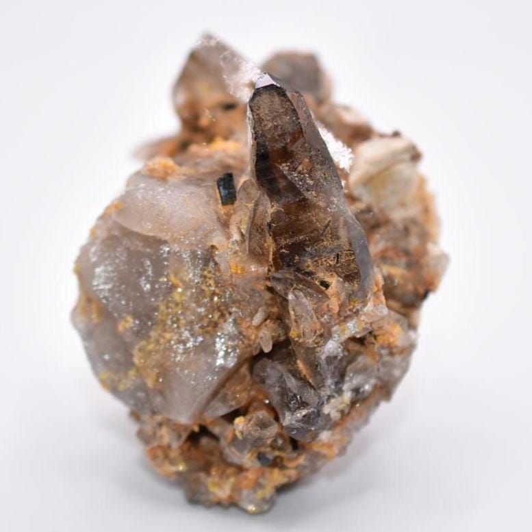 174g Yellow Zircon & Smoky Quartz with Feldspar and Aegerine - Malawi