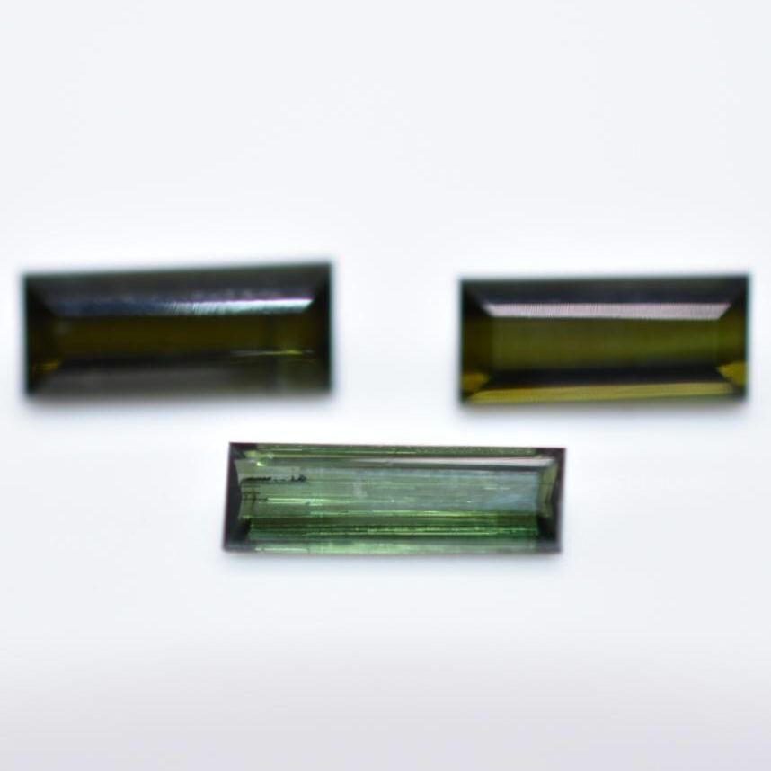 3pc (3.36ct) Lot of VS Green Tourmaline - Baguette Faceted Tourmaline from Mozambique - Baguette Cut Tourmalines - Loose Gemstones