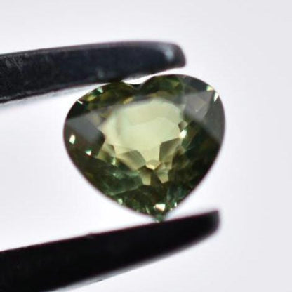 0.63ct Unheated Green Sapphire - Heart Faceted Sapphire from Tanzania - Heart Cut Green Sapphire - Unheated & Untreated - Loose Gemstone