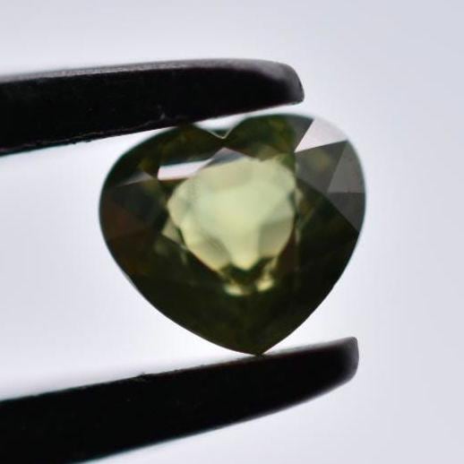 0.63ct Unheated Green Sapphire - Heart Faceted Sapphire from Tanzania - Heart Cut Green Sapphire - Unheated & Untreated - Loose Gemstone