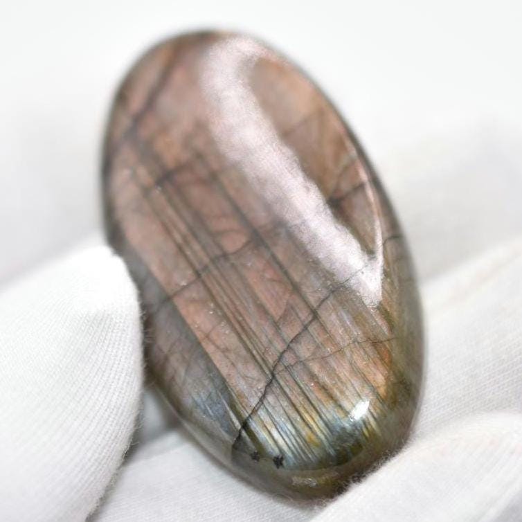 82ct Orange Labradorite Cabochon - Oval Labradorite from Madagascar - Natural Labradorite Cabochon - Loose Cabochon for Jewelry