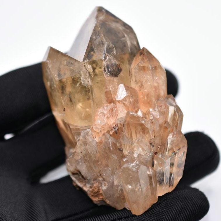 140g Natural Kundalini Citrine - Genuine Unheated Citrine Crystal - Kundalini Quartz Cluster - Luena, Congo - Raw Citrine Point Cluster