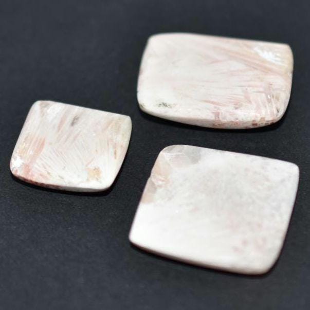 54ct Scolecite Cabochon Lot - White Scolecite Cabs - Fancy Cabochon - Scolecite from India - Natural Loose Gemstone - Square Cabochons