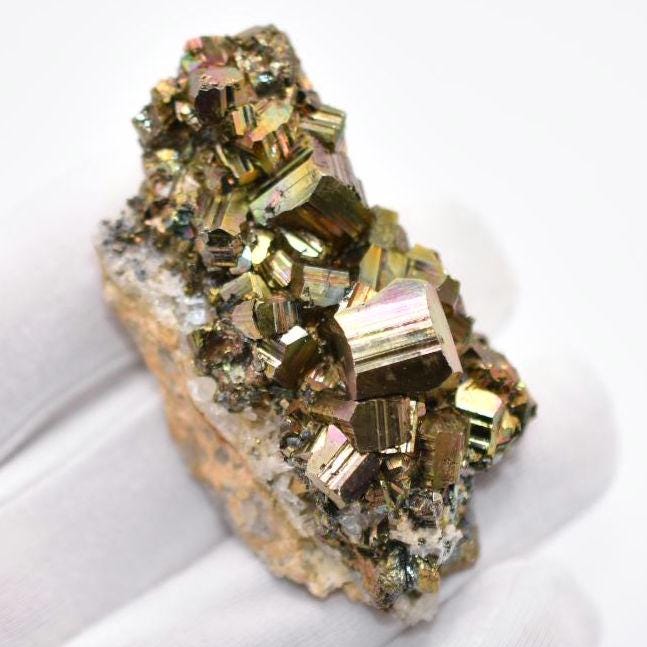 60g Iridescent Pyrite Cluster - West Kalimantan Island, Indonesia - Natural Iridescent Pyrite Cluster - Rainbow Pyrite - Mineral Specimen