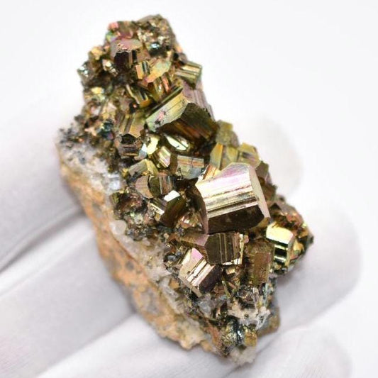 60g Iridescent Pyrite Cluster - West Kalimantan Island, Indonesia - Natural Iridescent Pyrite Cluster - Rainbow Pyrite - Mineral Specimen