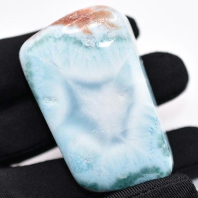 88g Large Larimar Tumble - Sky Blue Larimar - Barahona, Dominican Republic - Rare Larimar Gem - Hand Polished Larimar - Palm Stone