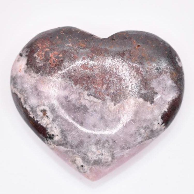 145g Pink Aragonite Heart Palmstone - Polished Natural Pink Aragonite - Pink Aragonite Piece from Balochistan, Pakistan - Polished Crystals