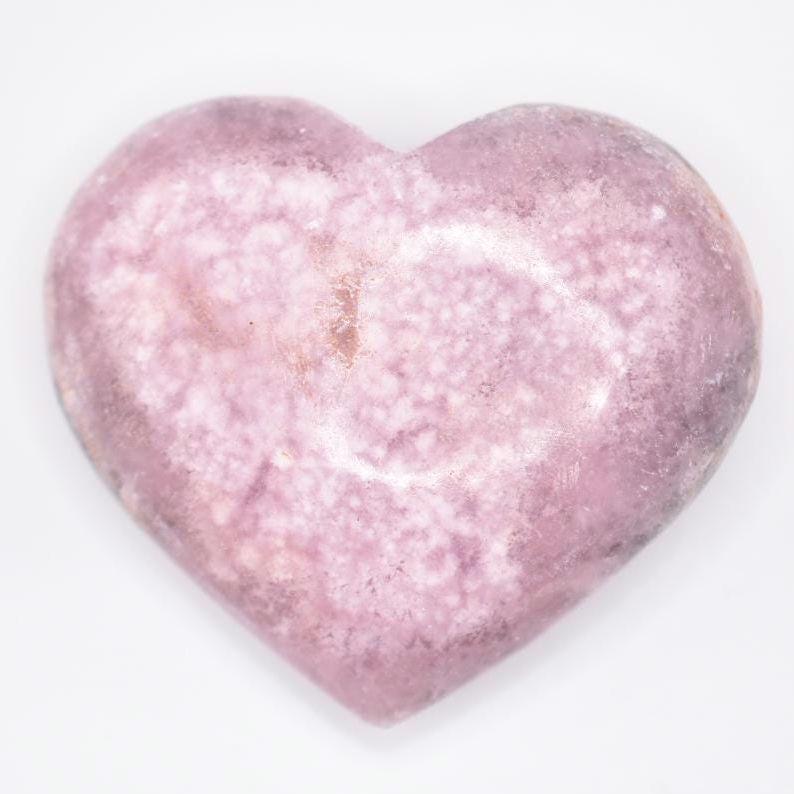 145g Pink Aragonite Heart Palmstone - Polished Natural Pink Aragonite - Pink Aragonite Piece from Balochistan, Pakistan - Polished Crystals