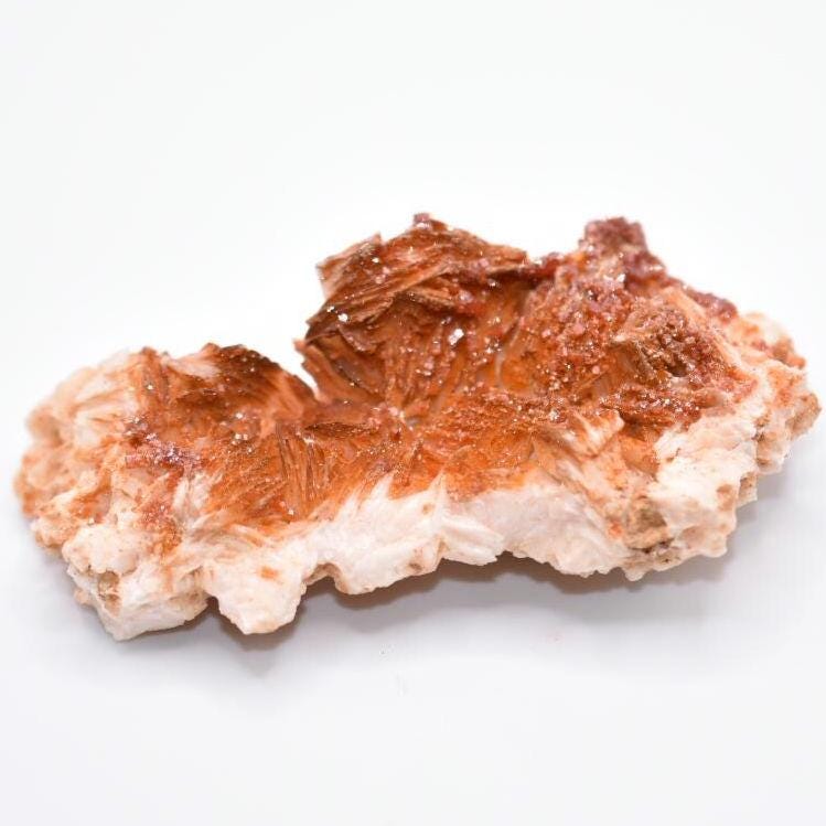 120g Vanadinite with White Barite - Mibladen, Morocco - Natural Vanadinite Crystal with Barite - Mineral Specimen - Red Vanadinite Mineral