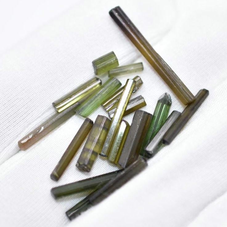 14ct Green Tourmaline Lot - Tourmaline Sticks - Raw Green Tourmaline Crystals - Loose Gemstones - Rough Tourmalines Gemstones - Afghanistan