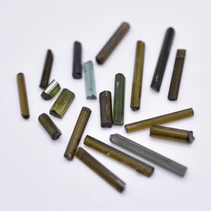 15ct Green Tourmaline Lot - Tourmaline Sticks - Raw Green Tourmaline Crystals - Loose Gemstones - Rough Tourmalines Gemstones - Afghanistan