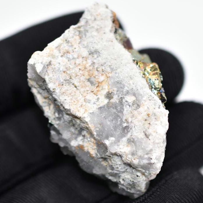 44g Iridescent Pyrite with Quartz - West Kalimantan Island, Indonesia - Natural Iridescent Pyrite Cluster - Rainbow Pyrite Mineral Specimen