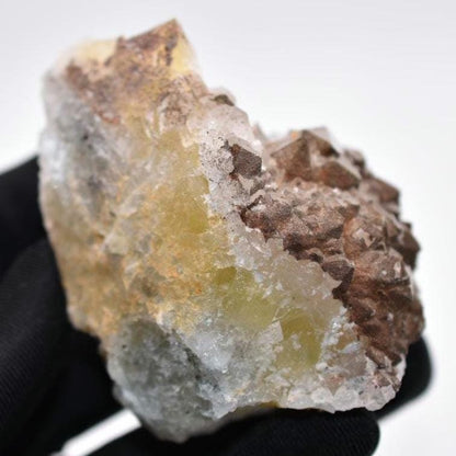 202g Yellow Fluorite with Quartz Crystal - UV Reactive Minerals - Sidi Ayad, Morocco - Mineral Specimen - UV Fluorite Crystal Specimen