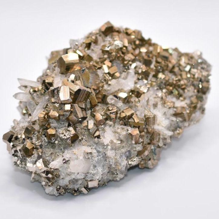 1.14kg XL Pyrite with Quartz Crystal - West Kalimantan Island, Indonesia - Statement Piece - Gold Pyrite Cluster - Quartz & Pyrite Specimen