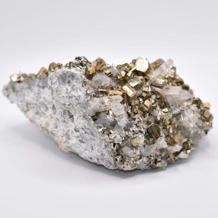 1.14kg XL Pyrite with Quartz Crystal - West Kalimantan Island, Indonesia - Statement Piece - Gold Pyrite Cluster - Quartz & Pyrite Specimen