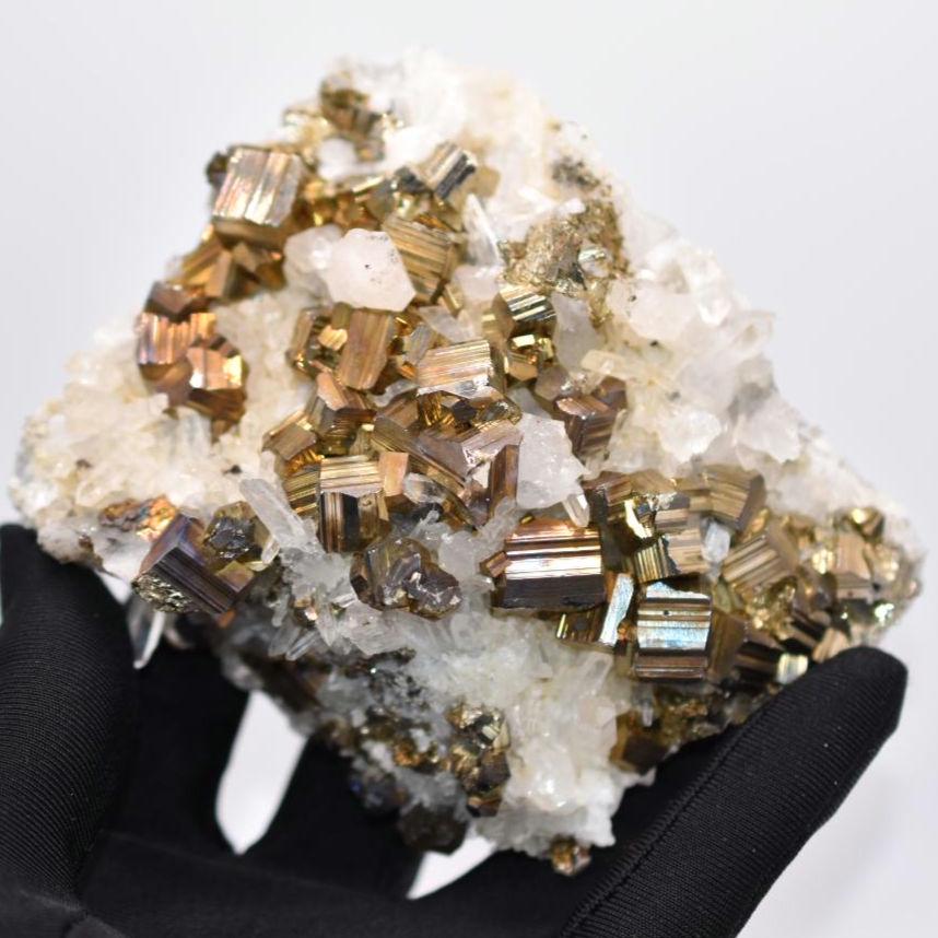 472g XL Pyrite with Quartz Crystal - West Kalimantan Island, Indonesia - Statement Piece - Gold Pyrite Cluster - Quartz & Pyrite Specimen