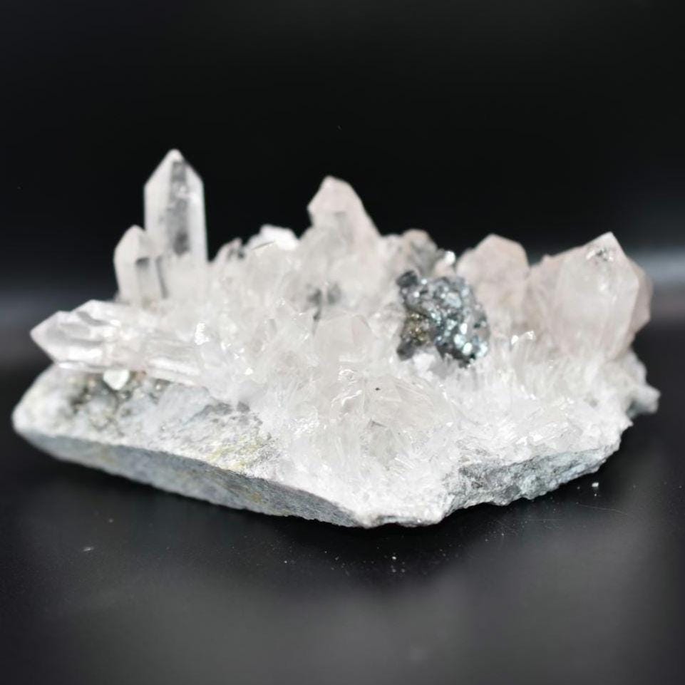 686g XL Clear Quartz with Cassiterite - West Kalimantan Island, Indonesia - Statement Piece - Quartz Crystal Cluster Specimen