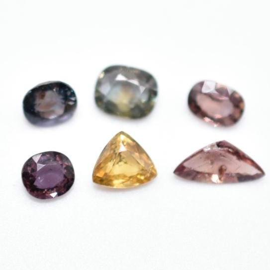 4.01ct (6pc) Lot of Unheated Multi-Color Sapphires - Multi-Shape Faceted Sapphires from Tanzania - Natural Cut Sapphires - Loose Gems