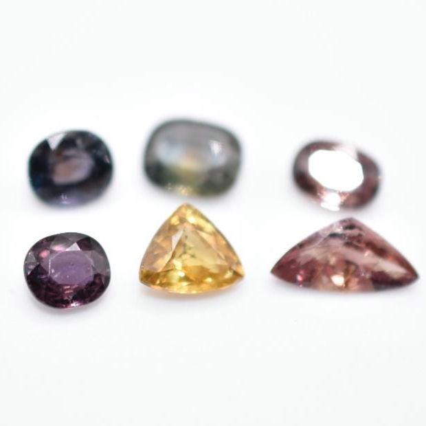 4.01ct (6pc) Lot of Unheated Multi-Color Sapphires - Multi-Shape Faceted Sapphires from Tanzania - Natural Cut Sapphires - Loose Gems