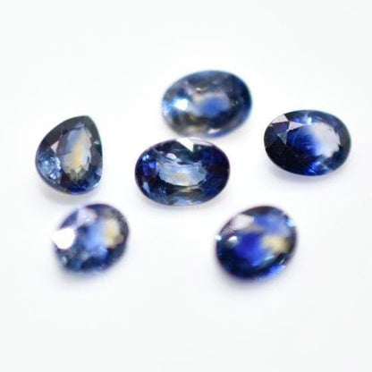 1.27ct (6pc) Lot of Heated Blue & Yellow Sapphires - Oval Faceted Sapphires from Thailand - Heat Treated Cut Sapphires - Loose Gemstones