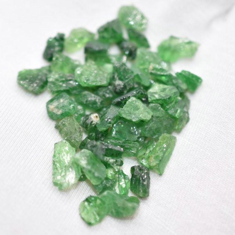 34ct (56pcs) Green Tsavorite Lot - Untreated & Unheated Tsavorite Garnet - Rough Tsavorite from Tanzania - Natural Tsavorite Loose Gemstones