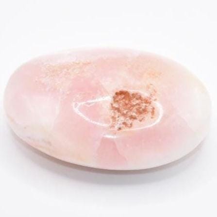 123g Pink Aragonite Palmstone - Polished Natural Pink Aragonite - Oval Pink Aragonite Piece from Balochistan, Pakistan - Polished Crystals