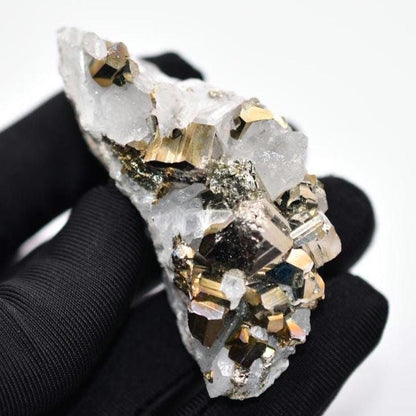 67g Pyrite with Quartz Cluster - West Kalimantan Island, Indonesia - Natural Golden Pyrite Cluster - Quartz & Pyrite - Mineral Specimen