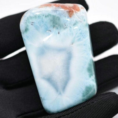 88g Large Larimar Tumble - Sky Blue Larimar - Barahona, Dominican Republic - Rare Larimar Gem - Hand Polished Larimar - Palm Stone