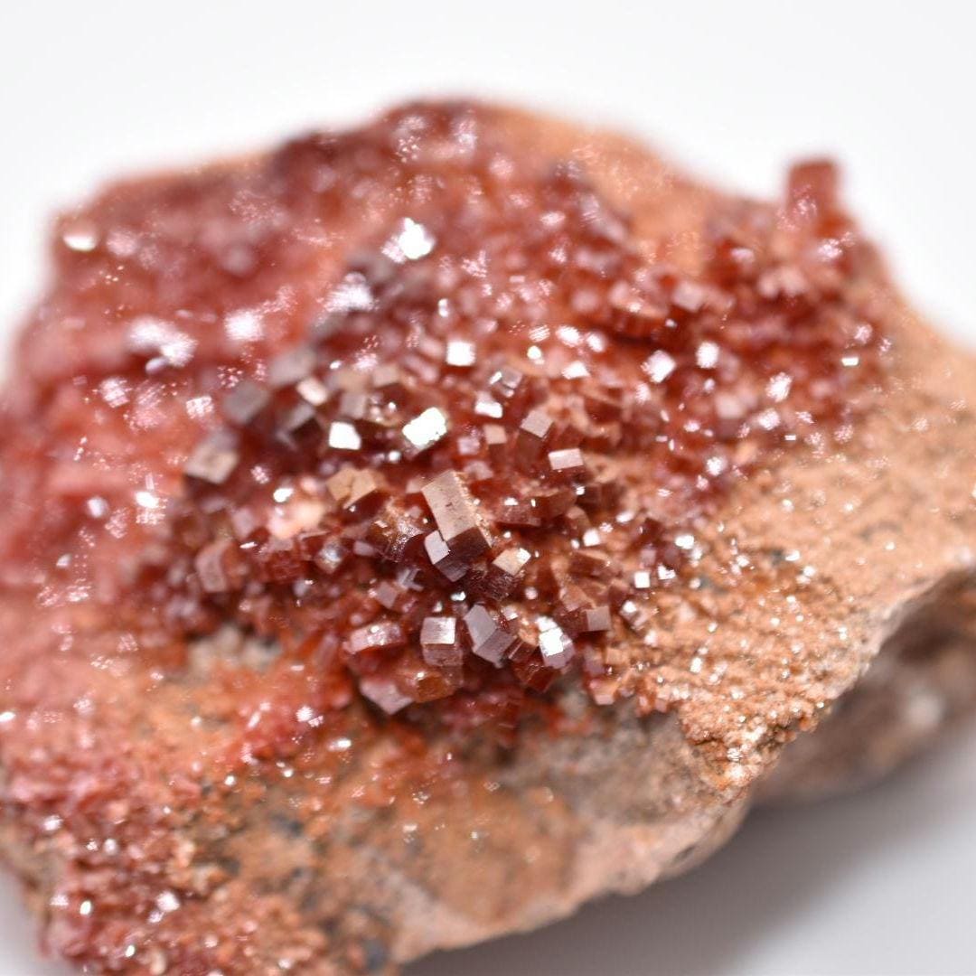 156g Vanadinite on Matrix - Red Vanadinite Crystals - High Quality Vanadinite - Natural Mineral Specimen - Mibladen, Morocco