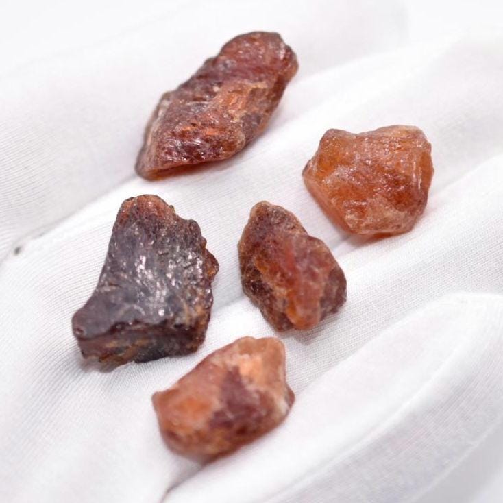 106ct 5pcs Hessonite Garnet Lot - Natural Hessonite Garnet - Loose Gemstones - Rough Gems - Raw Garnet Crystals from Pakistan