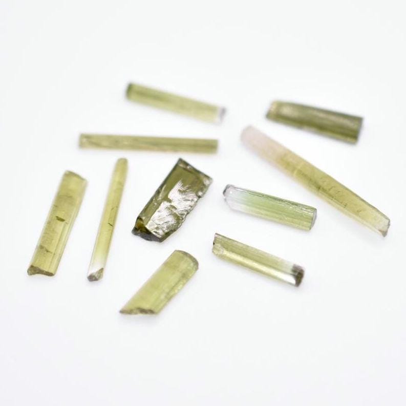 12ct Green Tourmaline Lot - Tourmaline Sticks - Raw Green Tourmaline Crystals - Loose Gemstones - Rough Tourmalines Gemstones - Afghanistan