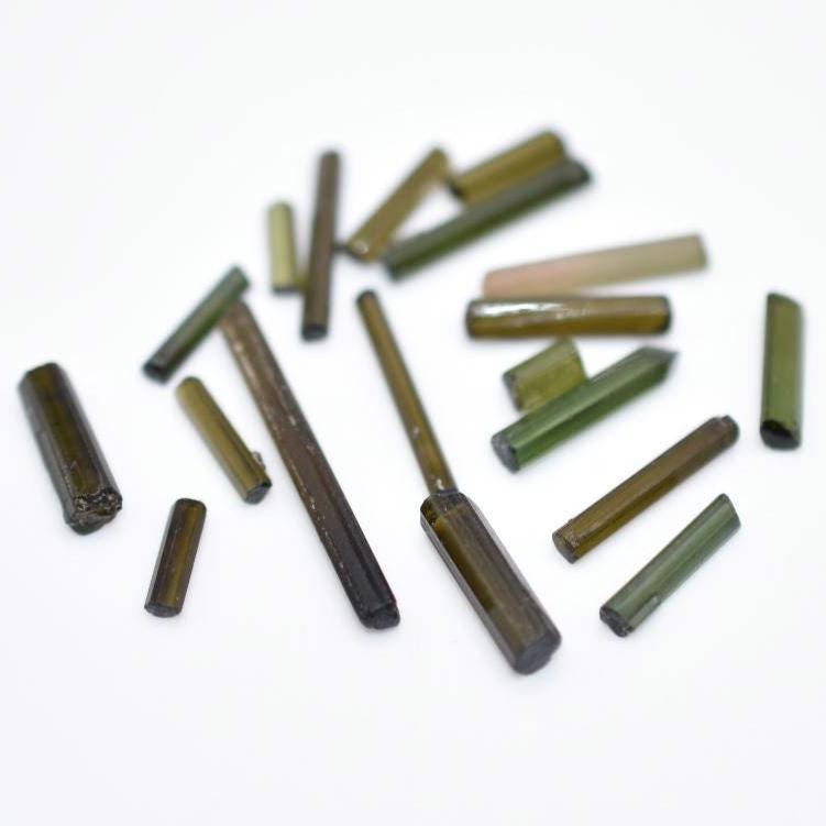 14ct Green Tourmaline Lot - Tourmaline Sticks - Raw Green Tourmaline Crystals - Loose Gemstones - Rough Tourmalines Gemstones - Afghanistan