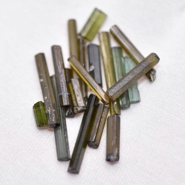 15ct Green Tourmaline Lot - Tourmaline Sticks - Raw Green Tourmaline Crystals - Loose Gemstones - Rough Tourmalines Gemstones - Afghanistan