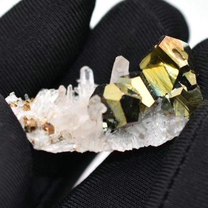 12g Iridescent Pyrite with Quartz - West Kalimantan Island, Indonesia - Natural Iridescent Pyrite Cluster - Rainbow Pyrite Mineral Specimen