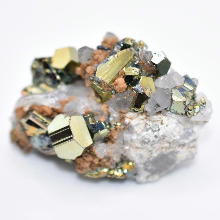 44g Iridescent Pyrite with Quartz - West Kalimantan Island, Indonesia - Natural Iridescent Pyrite Cluster - Rainbow Pyrite Mineral Specimen