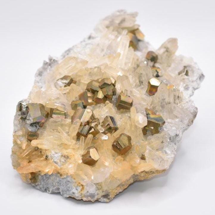 812g XL Pyrite with Quartz Crystal - West Kalimantan Island, Indonesia - Statement Piece - Gold Pyrite Cluster - Quartz & Pyrite Specimen