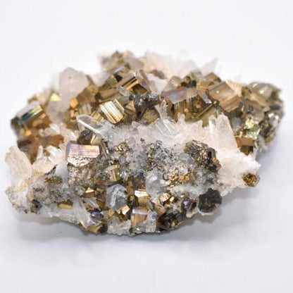 472g XL Pyrite with Quartz Crystal - West Kalimantan Island, Indonesia - Statement Piece - Gold Pyrite Cluster - Quartz & Pyrite Specimen