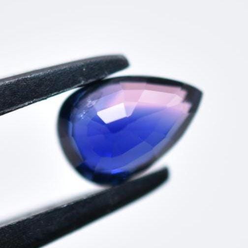 1.05ct Certified VVS Unheated Bi-Color Sapphire - Pear Faceted Sapphire from Madagascar - Pear Cut Purple Blue Sapphire - Unheated Sapphire