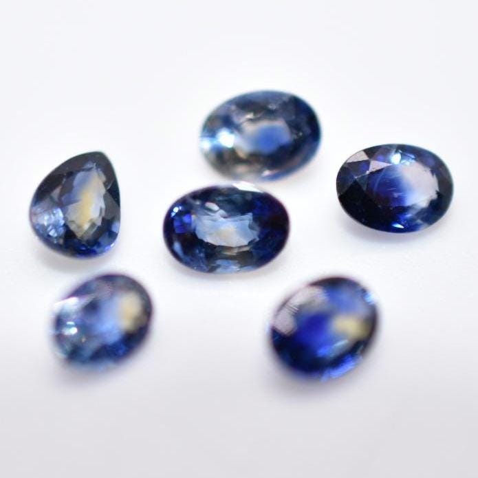 1.27ct (6pc) Lot of Heated Blue & Yellow Sapphires - Oval Faceted Sapphires from Thailand - Heat Treated Cut Sapphires - Loose Gemstones