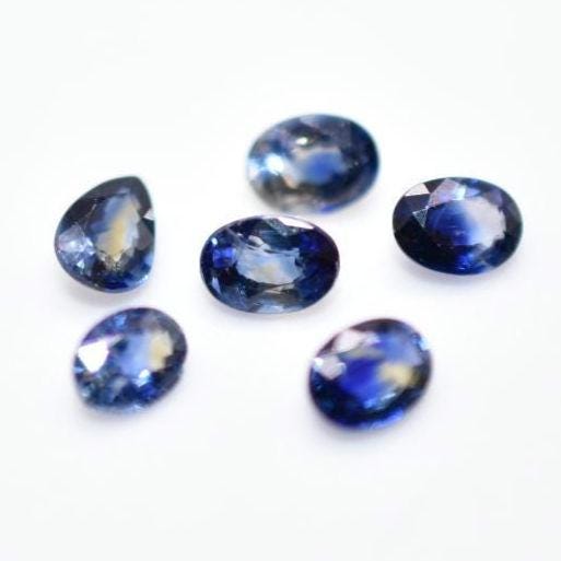 1.27ct (6pc) Lot of Heated Blue & Yellow Sapphires - Oval Faceted Sapphires from Thailand - Heat Treated Cut Sapphires - Loose Gemstones