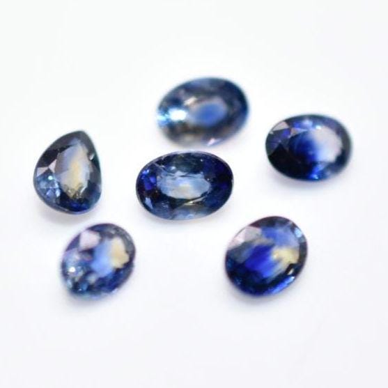 1.27ct (6pc) Lot of Heated Blue & Yellow Sapphires - Oval Faceted Sapphires from Thailand - Heat Treated Cut Sapphires - Loose Gemstones