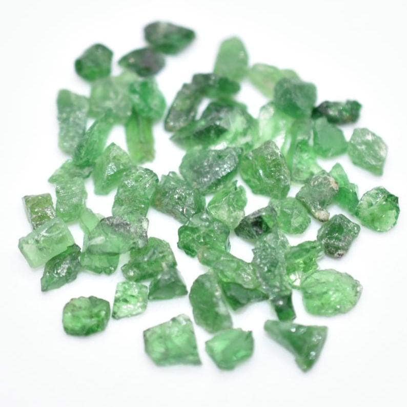 34ct (56pcs) Green Tsavorite Lot - Untreated & Unheated Tsavorite Garnet - Rough Tsavorite from Tanzania - Natural Tsavorite Loose Gemstones