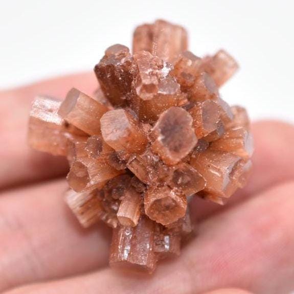 22g Aragonite Star Cluster - Orange Aragonite Crystal - Raw Mineral Specimen - Rough Aragonite from Tazouta, Fés-Méknes Region, Morocco