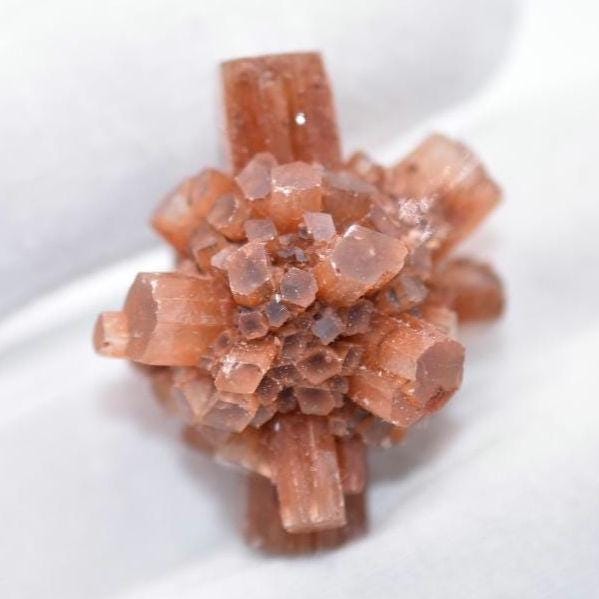 14g Aragonite Star Cluster - Orange Aragonite Crystal - Raw Mineral Specimen - Rough Aragonite from Tazouta, Fés-Méknes Region, Morocco