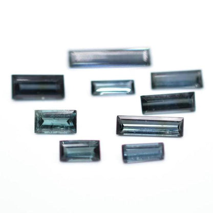 4.15ct (9pcs) Lot of Blue Indicolite Tourmaline from Mozambique - Baguette Cut Indicolite Tourmaline - Unheated Tourmaline Gemstones