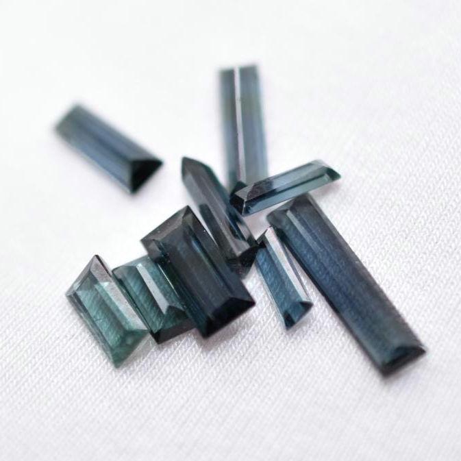 4.15ct (9pcs) Lot of Blue Indicolite Tourmaline from Mozambique - Baguette Cut Indicolite Tourmaline - Unheated Tourmaline Gemstones