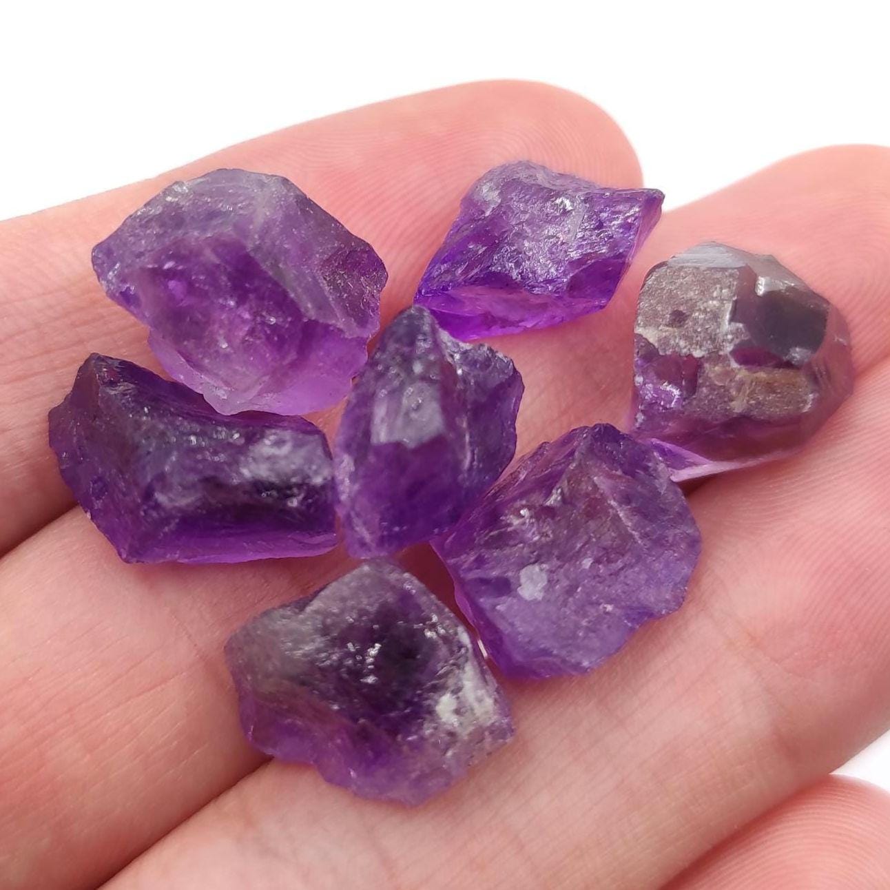 62ct (7pc) Lot of Rough Amethyst - Purple Amethyst from Brazil - Facet Rough Amethyst - Loose Rough Gemstones - Natural Untreated Amethyst