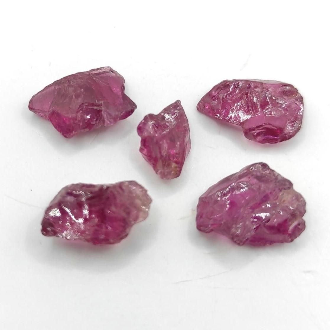 17ct (5pc) Lot of Rough Rhodolite Garnet from Mozambique - Facet Rough Rhodolite - Loose Rough Gemstones - Natural Untreated Unheated Garnet